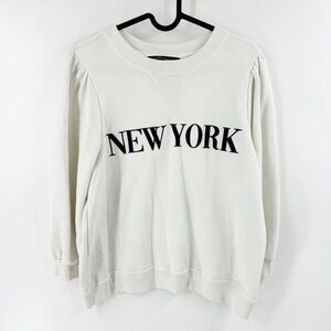 ✅ Abercrombie & Fitch Soft New York Crew Neck White‎ Blue Letters Size LARGE
